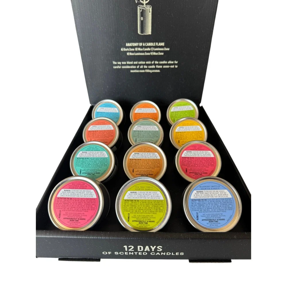 Trader Joe's - 12 Days of Scented (2.5 Oz) Candles - New In Box Gift Fun Scents